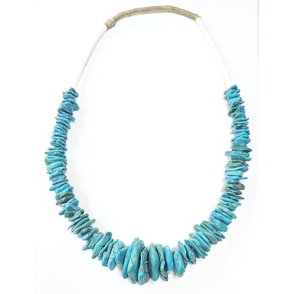 Massive Turquoise Nugget Necklace Santo Domingo Pueblo 28.5" Long 478 Grams! - Picture 10 of 10